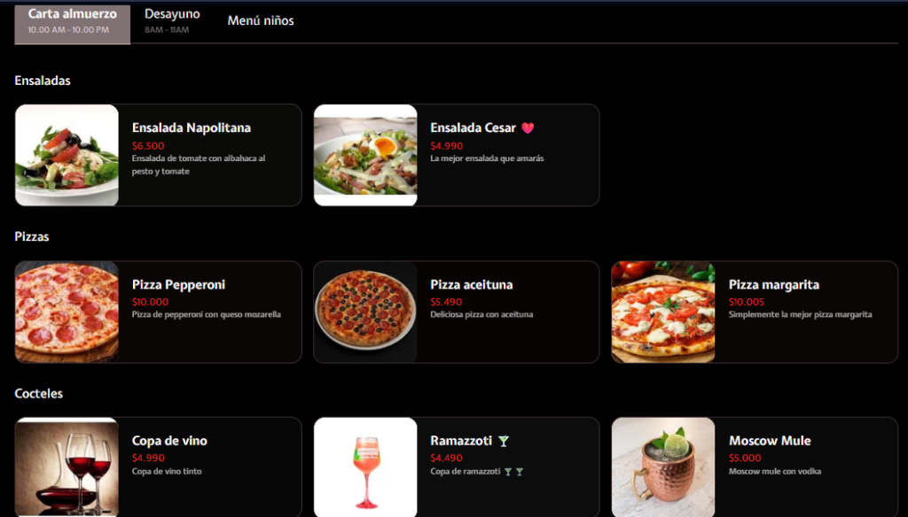 carta qr para restaurantes